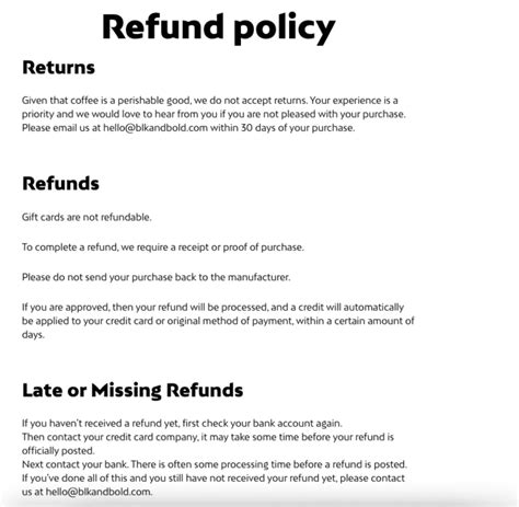 Return policy .